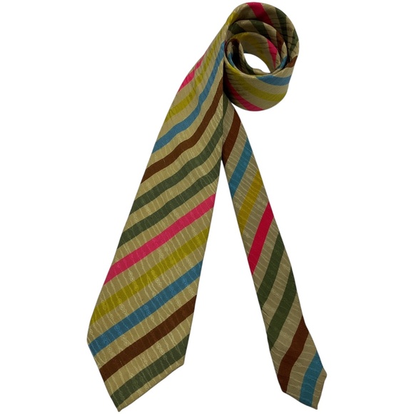 2 BRIONI VINTAGE RARE Burgundy/Beige Striped Silk LUXURY Tie ITALY - Picture 4 of 8